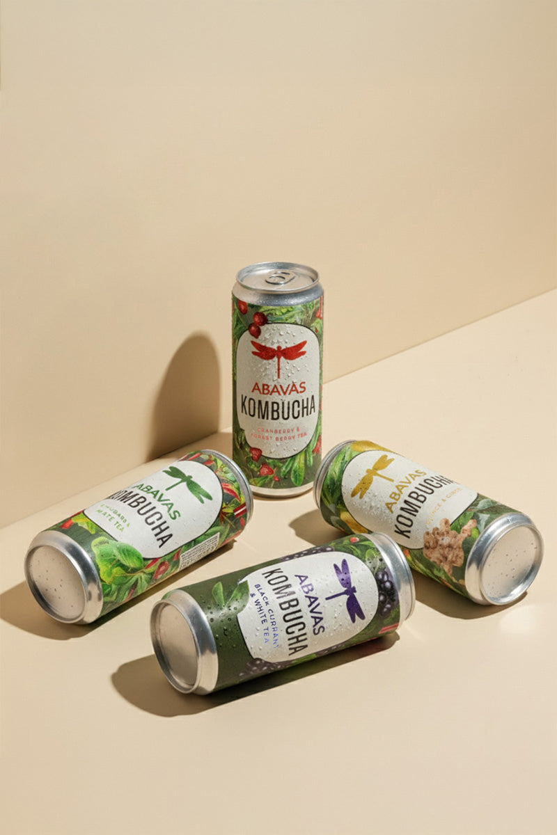 Kombuča ar rabarberiem un mate tēju