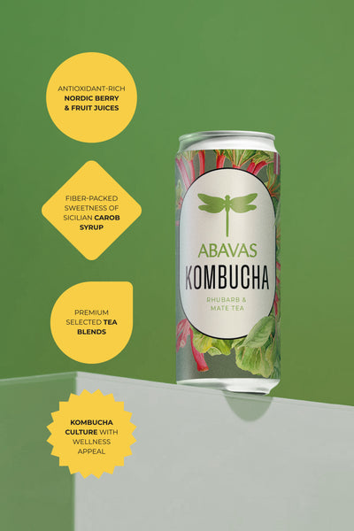 Kombuča ar rabarberiem un mate tēju